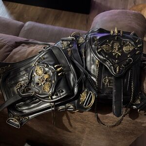 Black and Gold Skull Embellished Bags